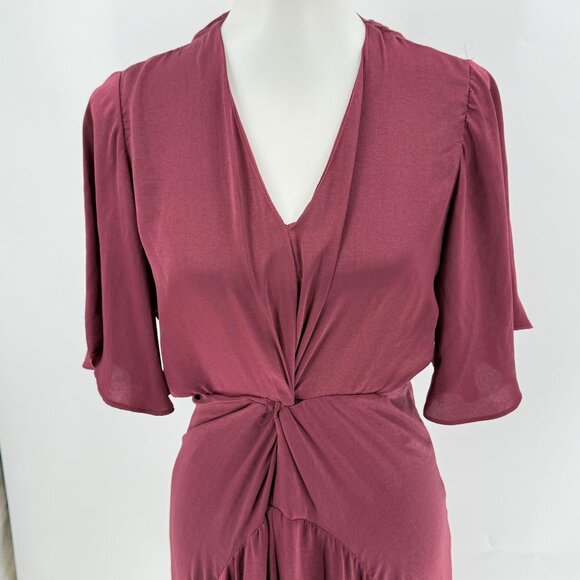Bishop + Young Harper Crimson Cutout Dress S 100% Polyester V-Neck Short Sleeve - Picture 6 of 10